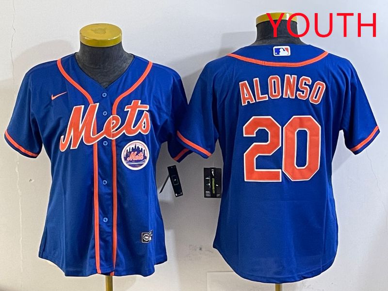 Youth New York Mets 20 Alonso Blue Game Nike 2025 MLB Jersey style 4